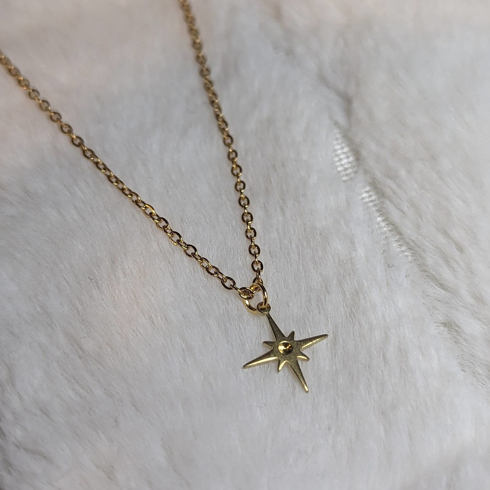 Twinkling Shining Star Tiny Gold Charm Necklace